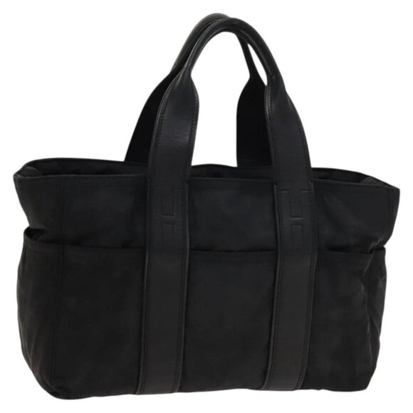 HERMES Acape Luco PM Hand Bag Nylon Black Silver Auth bs28738 - Picture 2 of 16